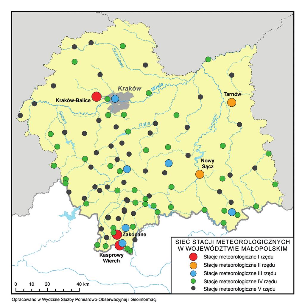 Stacje meteorologiczne w województwie małopolskim (stan na 30 czerwca 2015 r.