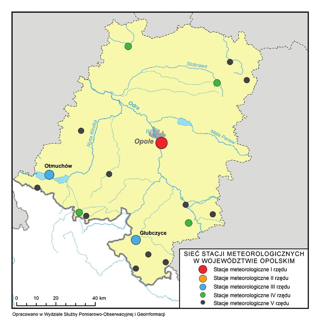 Stacje meteorologiczne w województwie opolskim (stan na 30 czerwca 2015 r.