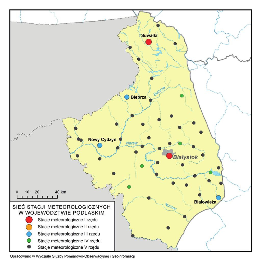 Stacje meteorologiczne w województwie podlaskim (stan na 30 czerwca 2015 r.