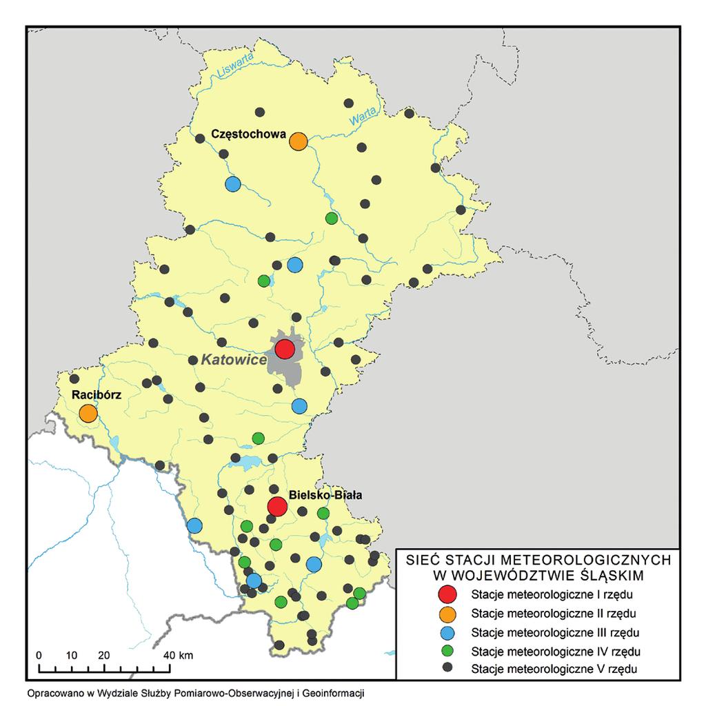 Stacje meteorologiczne w województwie śląskim (stan na 30 czerwca 2015 r.