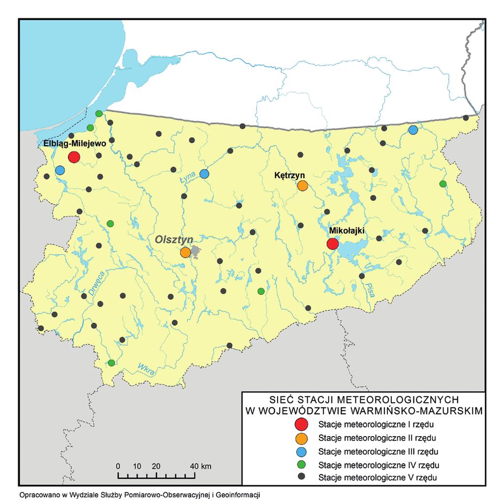 Stacje meteorologiczne w województwie warmińsko-mazurskim (stan na 30 czerwca 2015 r.
