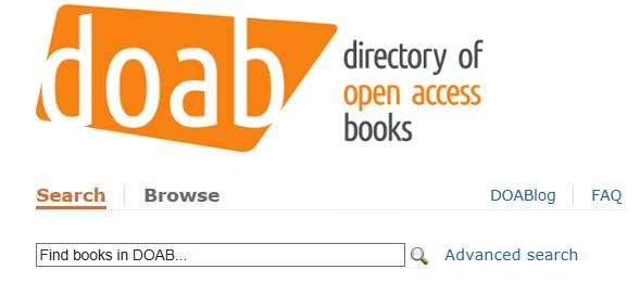 Directory of Open Access Books Start: 12 kwietnia 2012 (www.doabooks.org). Instytucja sprawcza: Fundacja OAPEN (Open Access Publishing in European Networks).