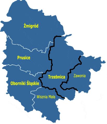 Lokalizacja Gminy Trzebnica w powiecie