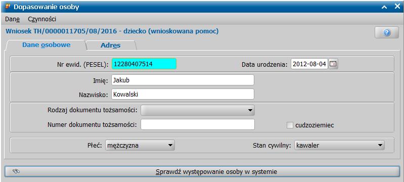 Adres dziecka lub innego członka rodziny przepisze się automatycznie z