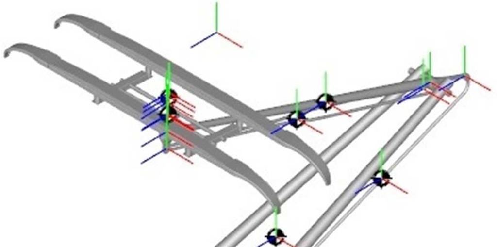 SYMULACJE NUMERYCZNA ZJAWISK DYNAMICZNYCH W UKŁADZIE Tablica 1. Dane masowe i geometryczne poszczególnych członów pantografu Id.