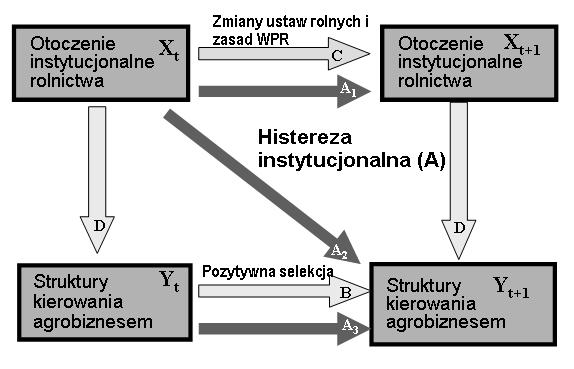 Rys. 8. Histereza instytucjonalna w gospodarce żywnościowej Źródło: Opracowanie własne na podstawie: (Setterfield 1997, s. 755-775).