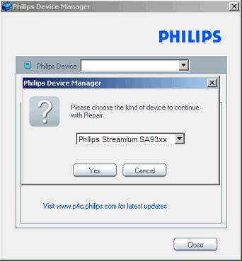 2 Uruchom program Philips Device Manager z menu Start > Programy >