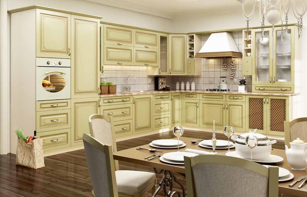 Meble kuchenne Zofia zostały zaprojektowane dla osób o dużej wrażliwości na piękno domowego otoczenia. Idealnie wpisują się w duże wnętrza domów i rezydencji.