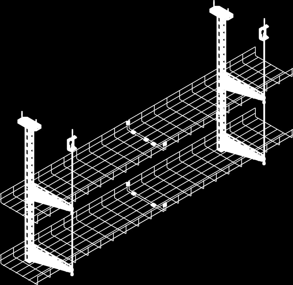 System E-, E-90 Przykład konstrukcji do ułożenia przewodów na korytku siatkowym typu sufit.