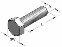 Śruba z łbem sześciokątnym DIN EN ISO 4017 Materiał: stal Gwint: M8, M10, M12 Długość: 16 do 60 mm Klasa wytrzymałości: 8.