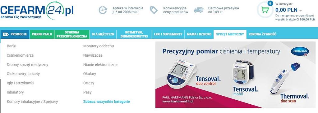 pl. Strona główna tego portalu poniżej. Rysunek 67. Strona główna www.cefarm24.