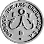 kotwicà i napis w otoku: LWOW- SKIE TOW. AKC. BROWARÓW S.A., bakelit ó ty 25 mm I 100,- *718.