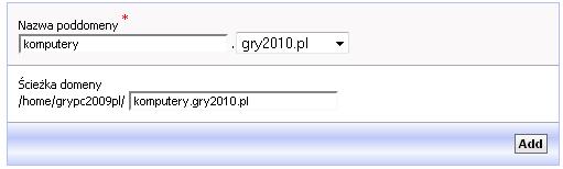 4. Poddomena zostanie dodana: 5. Poddomena będzie widoczna po zalogowaniu do serwera FTP tak samo jak domena główna. 0.5. Tworzenie użytkownika FTP: 1.