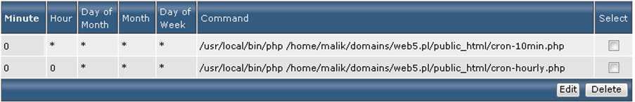 c) Ustaw harmonogram według wzoru poniżej: /usr/local/bin/php /home/nazwakonta/domains/nazwadomeny.pl/public_html/cron-10min.php /usr/local/bin/php /home/nazwakonta/domains/nazwadomeny.