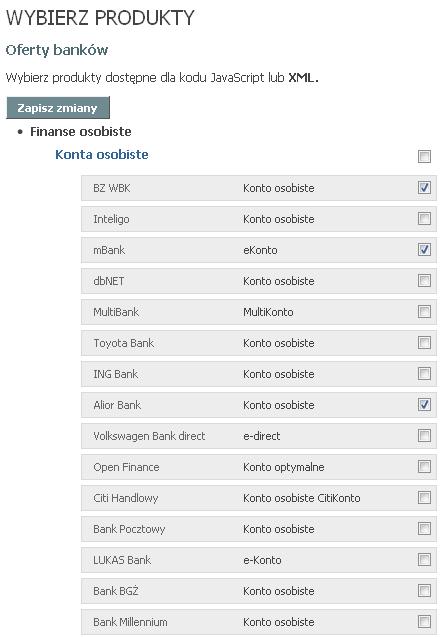 8. Z tabeli Ustawienia skopiuj Identyfikator i wklej go do pliku oferty_bankow.inc.php w katalogu /ustawienia/bankier zastępując domyślnie wstawiony kod: 9.