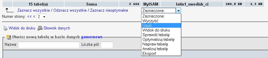 6. Tabele zostaną skasowane. 7. Uruchom w przeglądarce www.nazwadomeny.pl/reklamy (dla portali polskich) lub www.nazwadomeny.pl/ads (dla portali angielskich). 8.