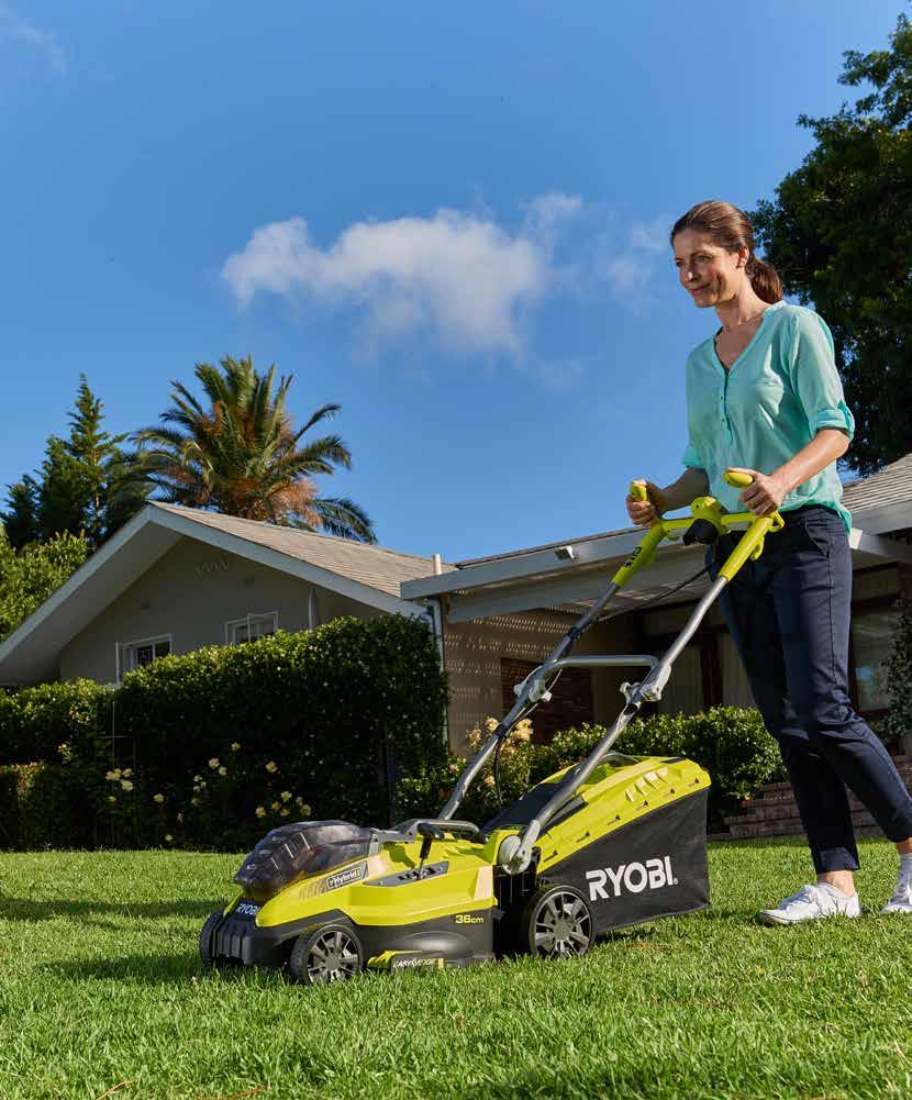 Akumulatorowe urządzenia ogrodowe ONE+ Technologia hybrydowa RLM18C36H225 Hybrydowa kosiarka do trawy 36 V, szerokość koszenia 36 cm Hybrydowa: zasilana zarówno akumulatorem Lithium+ o napięciu 36V,