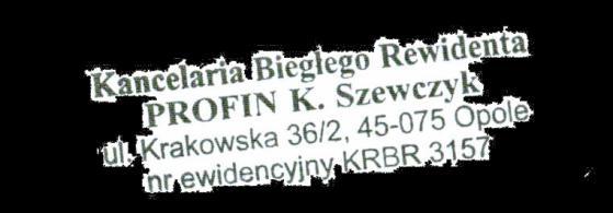 F. CZĘŚĆ KOŃCOWA Kancelaria Biegłego Rewidenta PROFIN K.