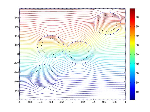 Rysunek 7.12 Układ włókien dla osiągnięcia wartości λe=1.35, λm<λf, R=0,25 Wartość λe wyznaczona w procedurze optymalizacyjnej wynosi: λe=1.35. Tabela 7.