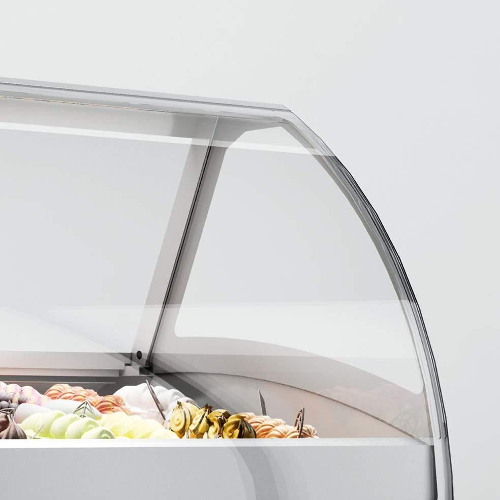 Sagitta Ice cream display unit in a traditional shape. Available in several modules.