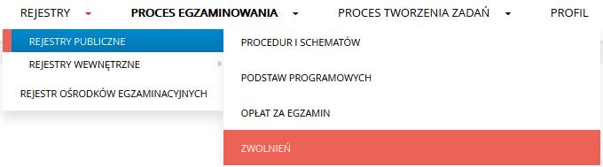 1. Z menu górnego wybiera zakładkę Rejestry>Rejestry publiczne>zwolnień. 2. Nacisnąć przycisk Dodaj. Rys.