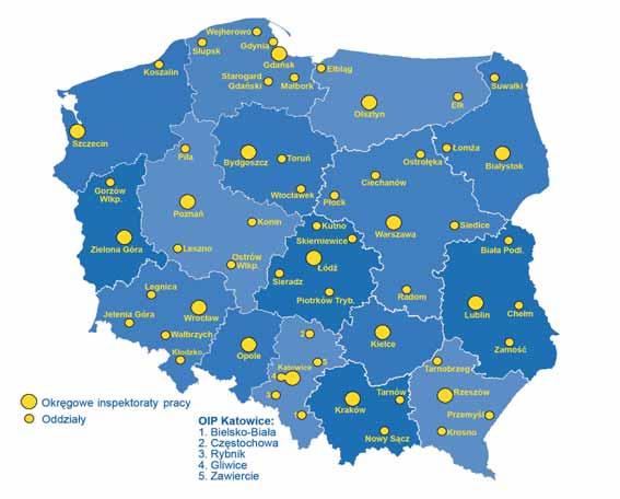 7 I. WPROWADZENIE Państwowa Inspekcja Pracy jest organem powołanym do sprawowania nadzoru i kontroli przestrzegania prawa pracy, w szczególności przepisów i zasad bezpieczeństwa i higieny pracy, a