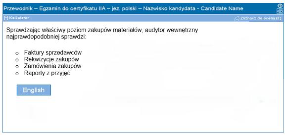 (strona 1 z 2) Jeżeli egzamin odbywa się w języku innym niż angielski, wersja