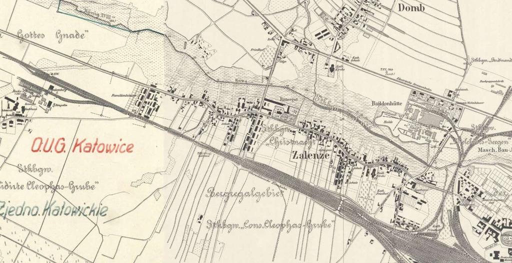 powierzchniowych kopalni Kleofas które powstawały w miejscu dawnego folwarku na Obrokach. 1902 r.