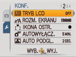 ] (tylko w trybie nagrywania) Zmiana preferencji obrazu ( 53-59) Pozwala dobrać kolor, czułość, poziom pikseli i inne ustawienia.