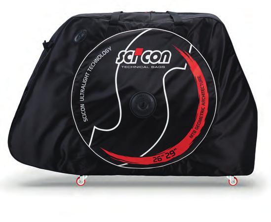 Poruszanie się z walizką ułatwiają szerokie, łożyskowane podwójne kółka. n Wymiary: 124 98 25 cm SNTP029105013 17003290 AEROCOMFORT 3.0 TSA MTB na rower i koła Scicon Aerocomfort 3.