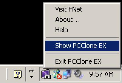 W celu uruchomienia PCClone EX, kliknij dwukrotnie na ikonę lub użyj prawego przycisku myszy.
