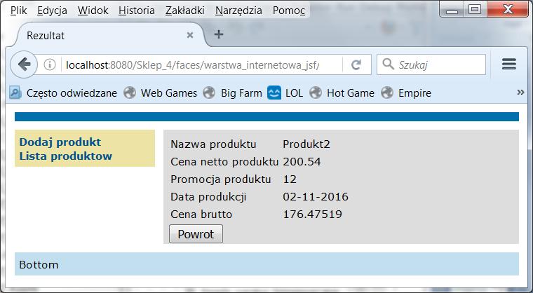 13(cd). Dodanie nowych danych produktu z zastosowaniem konwertera daty typu convertdatetime w pliku rezultat2.