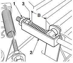 wydajność pracy urządzenia.  Poluzuj przeciwnakrętki (2) i dokręć lub poluzuj śrubę (1) tak, jak to konieczne, aby naciągnąć sprężynę (3) na długość <<A>>: zmierzoną do zewnętrznych końcówek sprężyny.
