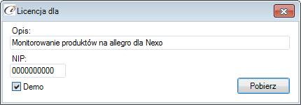 13) Licencja Po wy braniu tej opcji zostanie pobrana przygotowana licencja do programu lub w przypadku nie wykupienia licencji zostanie wygenerowana i pobrana licencja demo.