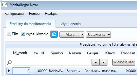 (rys. 21) Filtr do monitorowania 3.1.2. Wyszukiwanie Włączenie tej opcji pozwala przeszukiwać wszystkie komórki w liście zawierające zadaną wartość.