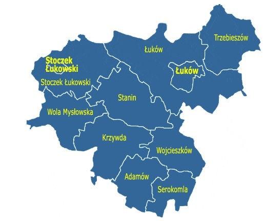 Rysunek 2. Mapa powiatu Łukowskiego Źródło: gminy.