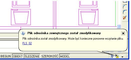 Odnośniki zewnętrzne - aktualizacja Po otwarciu rysunku wszystkie odnośniki są automatycznie