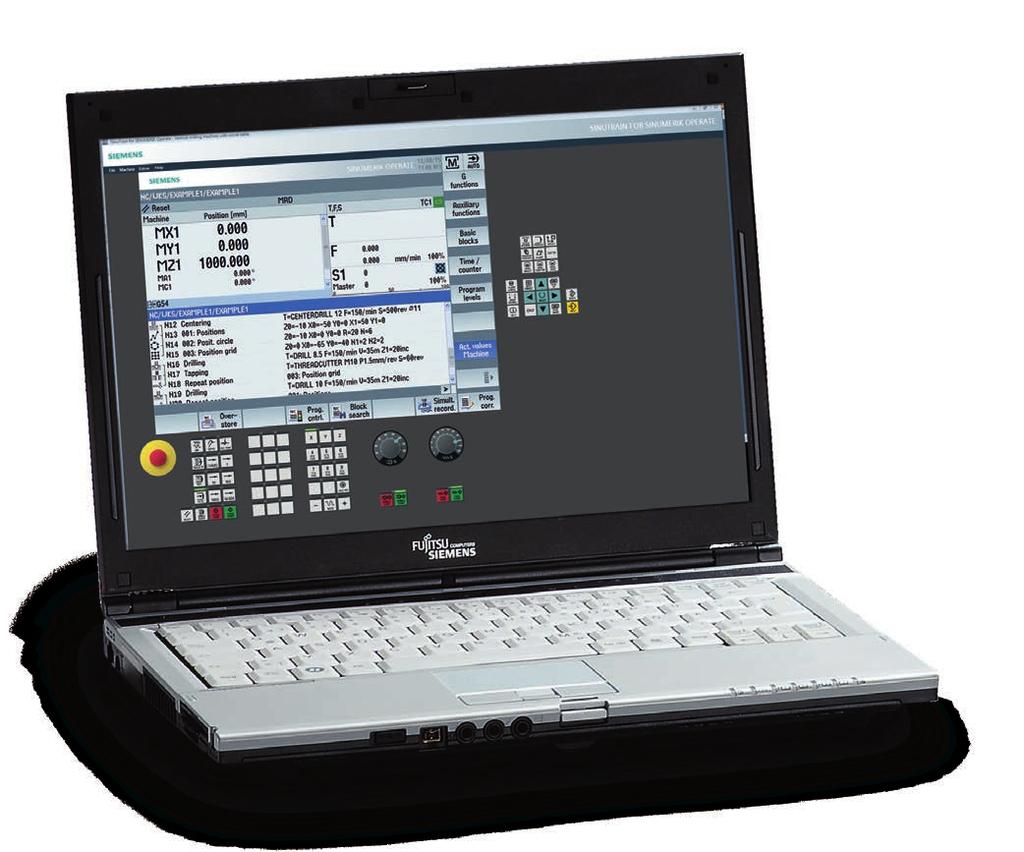 Uniwersalne zastosowanie SinuTrain jest systemem symulującym rzeczywiste sterowanie SINUMERIK na komputerze klasy PC z identycznym środowiskiem programowania i obsługi, obejmującym różne metody