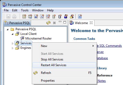 Instalacja i aktywacja Pervasive 12 8 Rys. 9 Uruchomienie restartu usługi serwera. 2.4 Aktywacja Zainstalowana wersja Pervasive zawiera licencję pozwalającą na użytkowanie przez 90 dni.