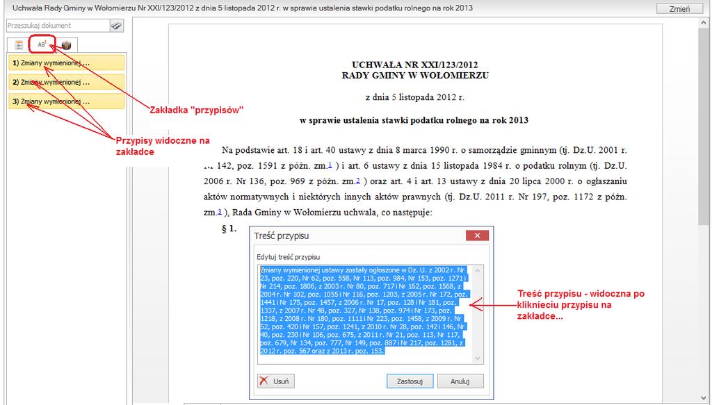 PRZYPISY BEZPOŚREDNIO W LEGISLATORZE: Dostęp do treści przypisów mamy również bezpośrednio z poziomu Edytora XML Legislator.