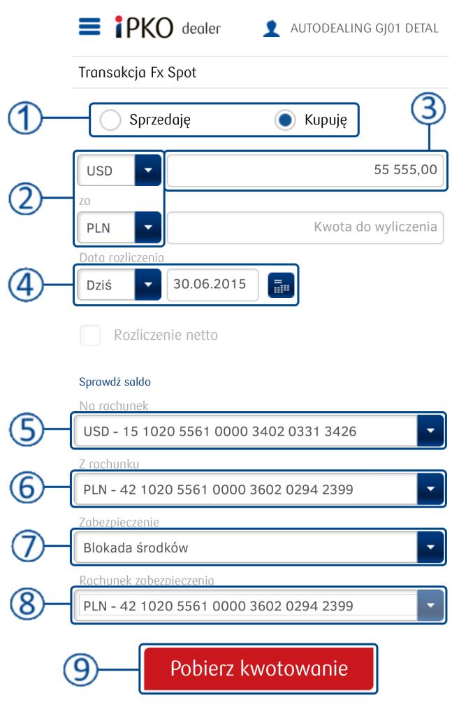 4. Po otrzymaniu kwotowania wypełnione zostaje pole KWOTA DO WYLICZENIA.