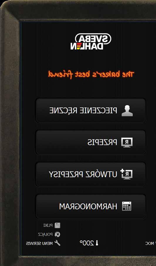 PANEL STERUJĄCY W PIECACH OBROTOWYCH SVEBA-DAHLEN Nieograniczone możliwości kontroli wypieku. WYPIEK RĘCZNY: Wszystkie komendy w języku polskim.