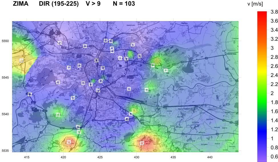 Wstępne wyniki modelowania CALMET