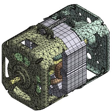 Siatka elementów skończonych modelu 3D napędu SRM W analizie modalnej uwzględniono trzy rodzaje materiałów, tj.