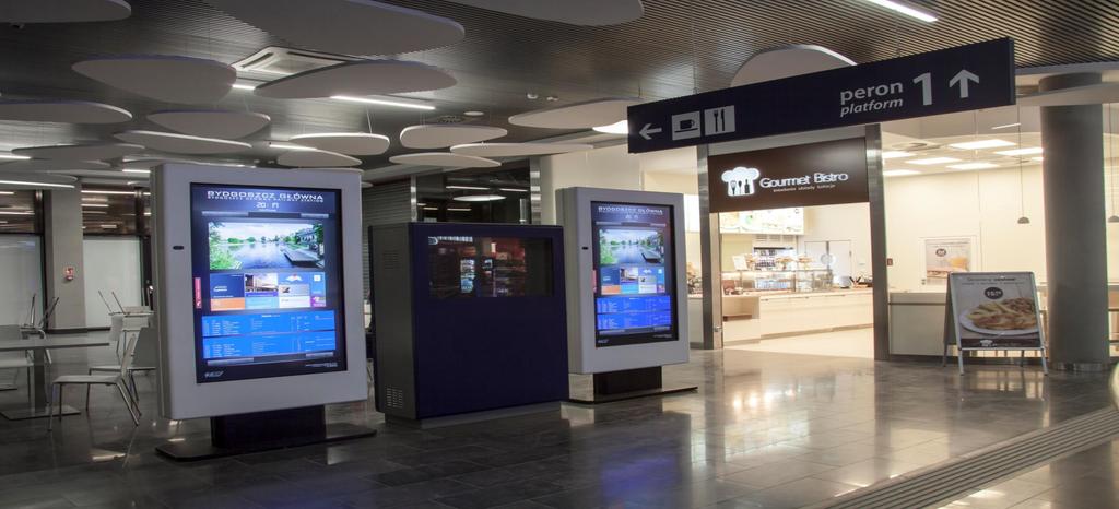 INFOKIOSK typ (IK20-TFT70xx) Wyszukiwanie połączeń PKP Elektroniczna pocztówka Reklamy, spoty, multimedia Rozkład jazdy komunikacji miejskiej Informacja o dworcu