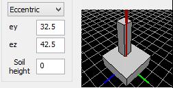 STOPA FUNDAMENTOWA: Określ parametry fundamentu, dokładniej: Przekrój : wybierz rodzaj materiału i kształt przekroju.