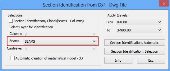 Użytkownik może importować na każdy poziom odpowiadający rzut i wykorzystać punkty załamania na rysunku żeby zaimportować elementy. Wybierz Plik > Import i otwórz plik DXF/DWG w projekcie.