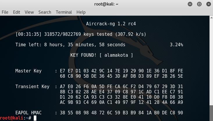 aircrack-ng -w rockyou.