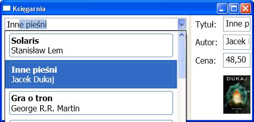 38/70 Ustawienie IsEditable na true zmienia działanie: w okienku wyboru wyświetlany jest jedynie tekst