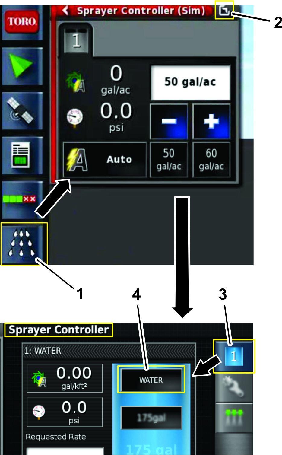Rysunek 27 g204127 1. Ikona Nowy produkt.... 2. Ikona listy wyboru produktów Rysunek 26 1. Ikona kontrolera 3.